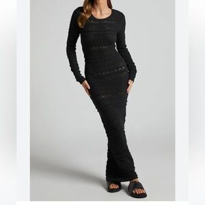 Black maxi long sleeve knit dress